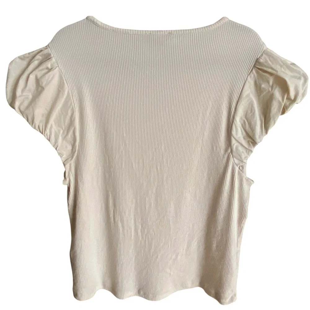 J Crew Vintage Rib Top Cotton Poplin Sleeves Womens Plus Size 2X Stretch Modal